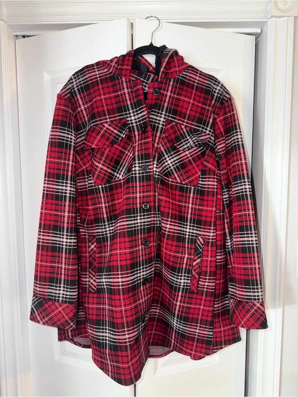 torrid Red & Black Plaid Hooded Utility Jacket